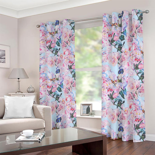 Blossom Floral Flower Pattern Print Blackout Grommet Curtains