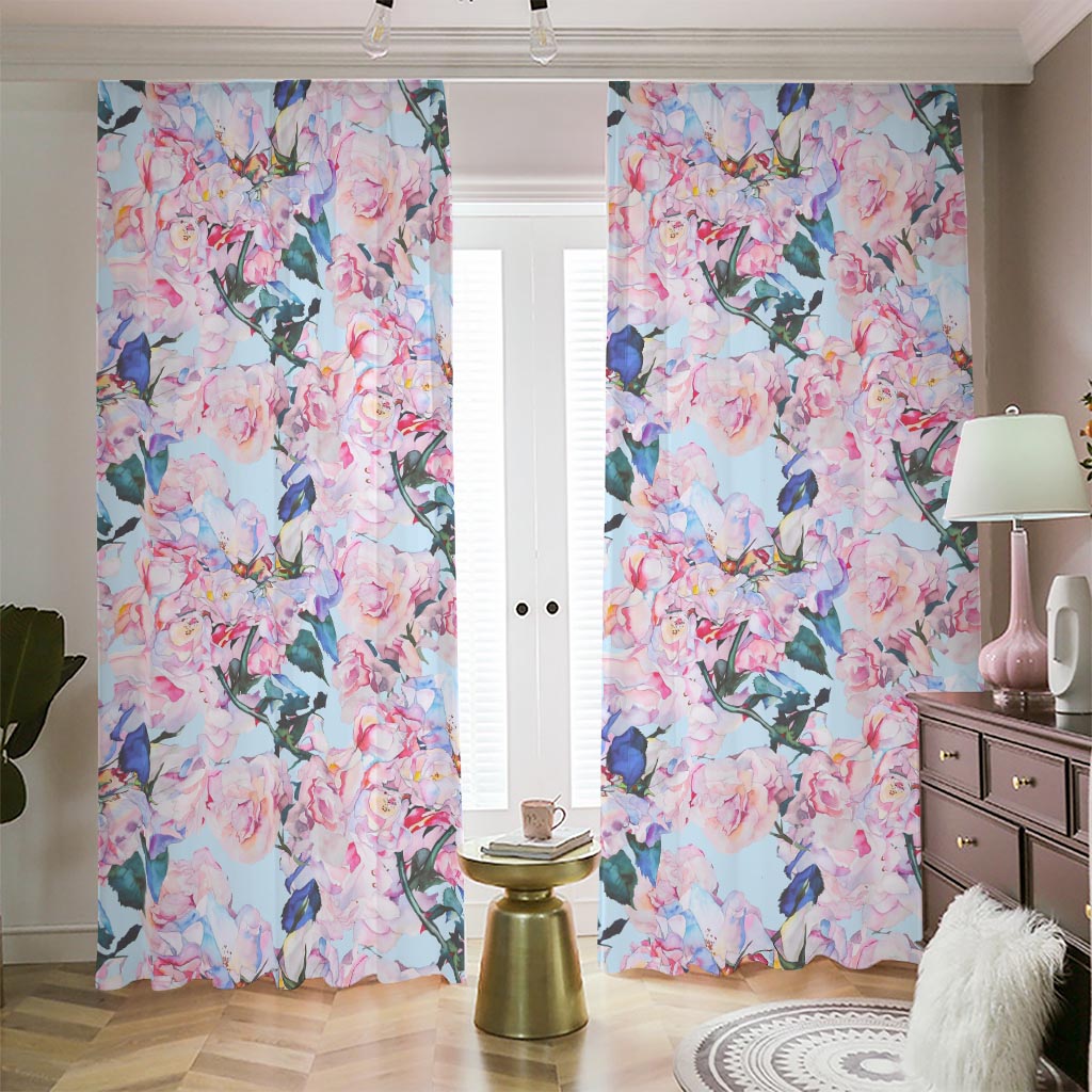 Blossom Floral Flower Pattern Print Blackout Pencil Pleat Curtains