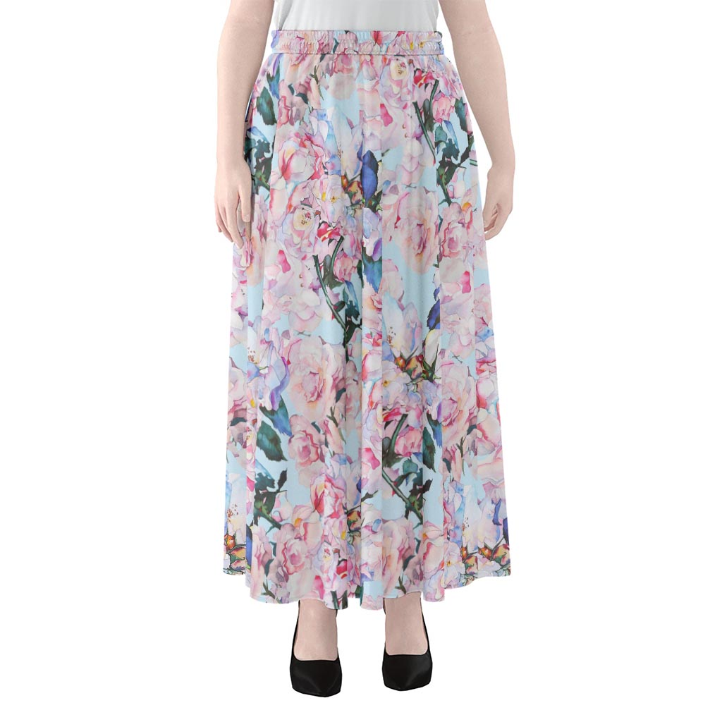 Blossom Floral Flower Pattern Print Chiffon Maxi Skirt