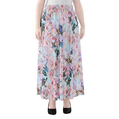 Blossom Floral Flower Pattern Print Chiffon Maxi Skirt