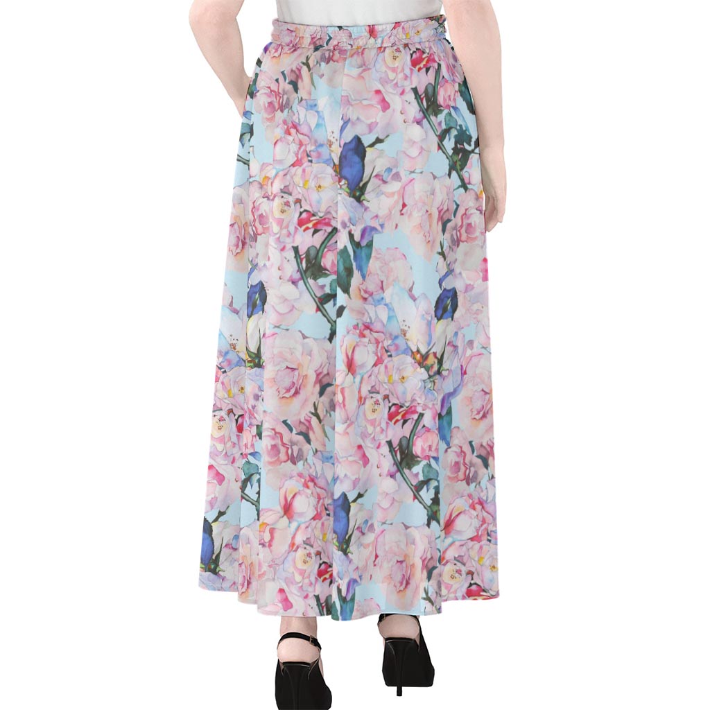 Blossom Floral Flower Pattern Print Chiffon Maxi Skirt