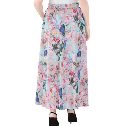 Blossom Floral Flower Pattern Print Chiffon Maxi Skirt