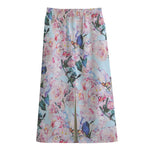 Blossom Floral Flower Pattern Print Cotton Front Slit Maxi Skirt
