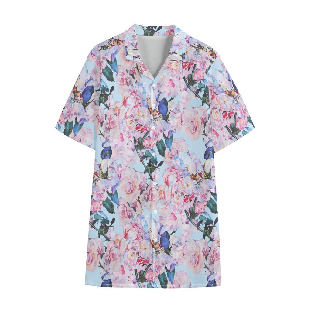 Blossom Floral Flower Pattern Print Cotton Hawaiian Shirt