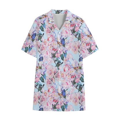 Blossom Floral Flower Pattern Print Cotton Hawaiian Shirt