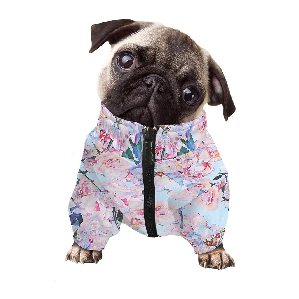 Blossom Floral Flower Pattern Print Dog Zip Up Jacket