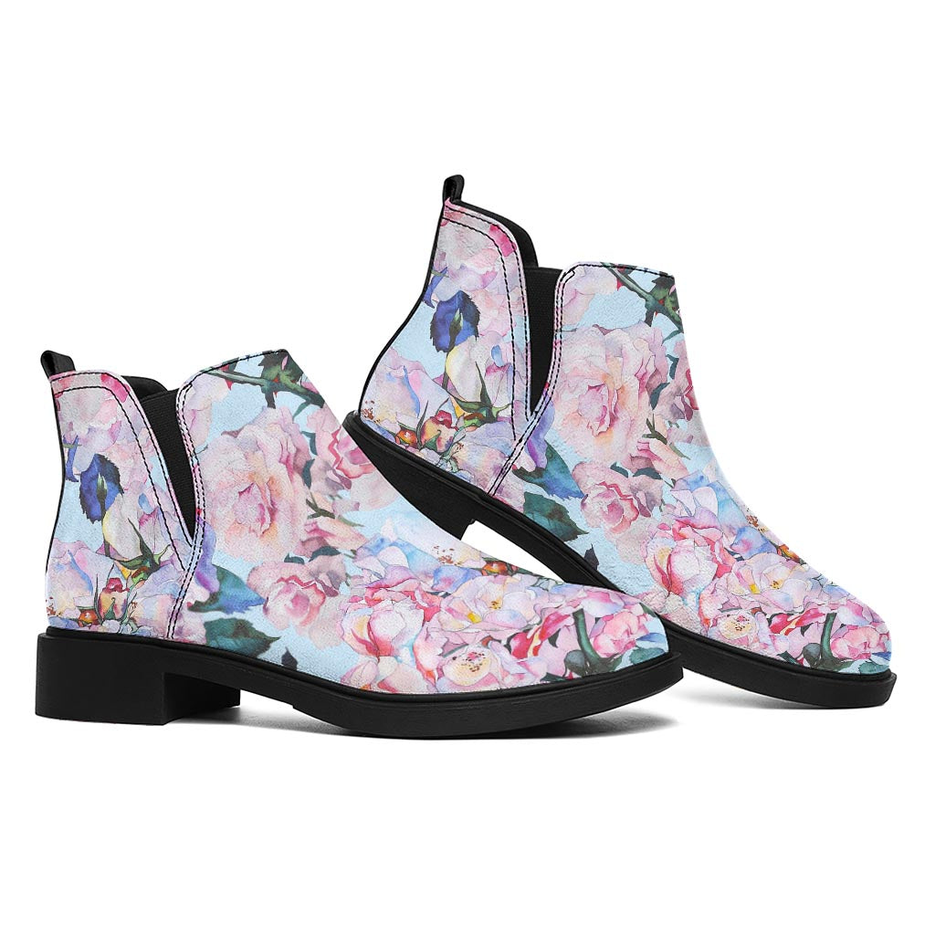 Blossom Floral Flower Pattern Print Flat Ankle Boots