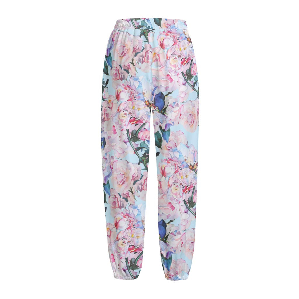 Blossom Floral Flower Pattern Print Fleece Lined Knit Pants
