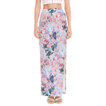Blossom Floral Flower Pattern Print High Slit Maxi Skirt