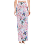 Blossom Floral Flower Pattern Print High Slit Maxi Skirt