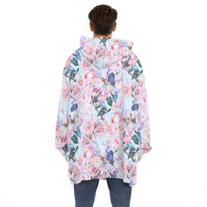 Blossom Floral Flower Pattern Print Hoodie Blanket