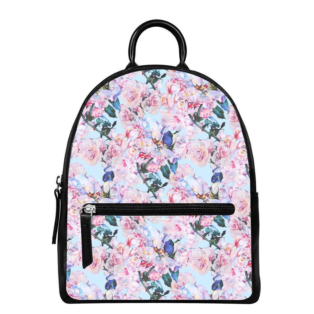 Blossom Floral Flower Pattern Print Leather Backpack