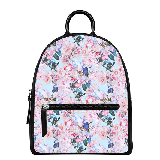 Blossom Floral Flower Pattern Print Leather Backpack