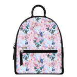 Blossom Floral Flower Pattern Print Leather Backpack