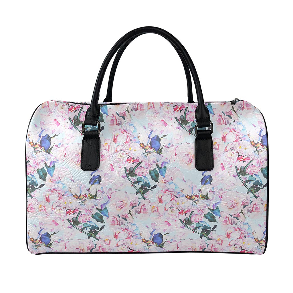 Blossom Floral Flower Pattern Print Leather Duffle Bag