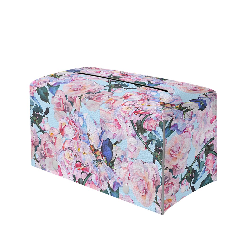 Blossom Floral Flower Pattern Print Leather Tissue Box Cover