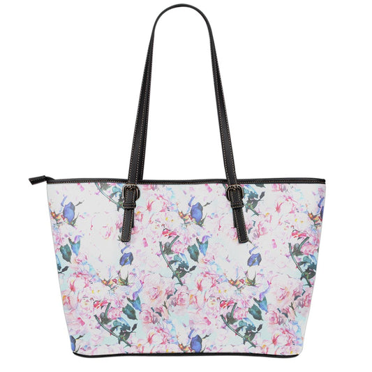 Blossom Floral Flower Pattern Print Leather Tote Bag