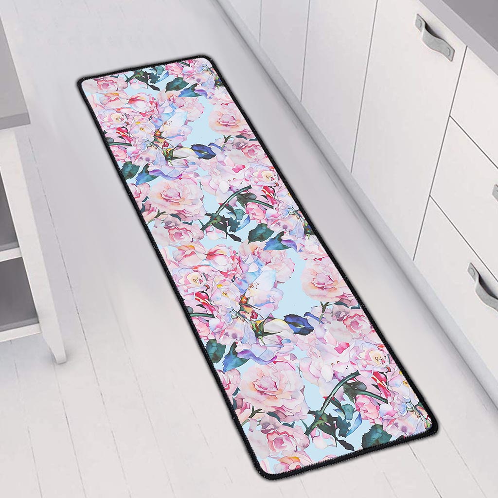 Blossom Floral Flower Pattern Print Long Kitchen Mat