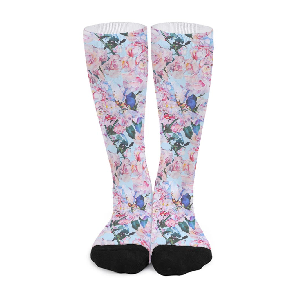 Blossom Floral Flower Pattern Print Long Socks