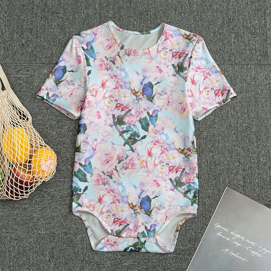 Blossom Floral Flower Pattern Print Men's Bodysuit