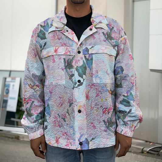 Blossom Floral Flower Pattern Print Men's Shirt Jacket