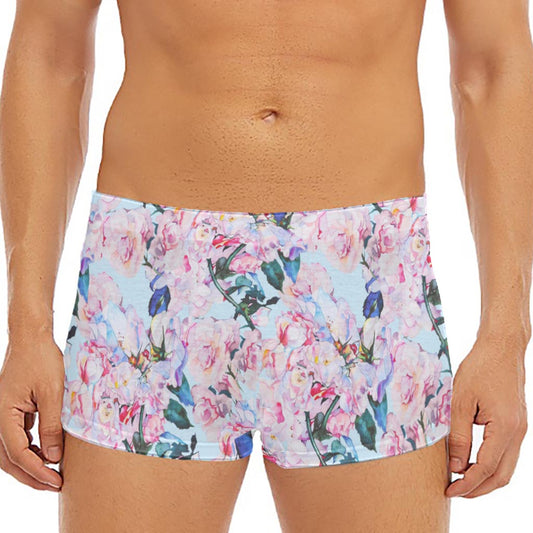 Blossom Floral Flower Pattern Print Men's Short Boxer Briefs