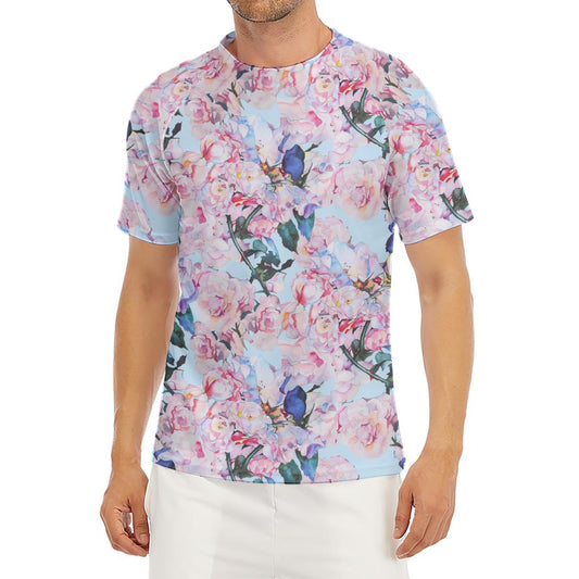 Blossom Floral Flower Pattern Print Men's Short Sleeve Rash Guard