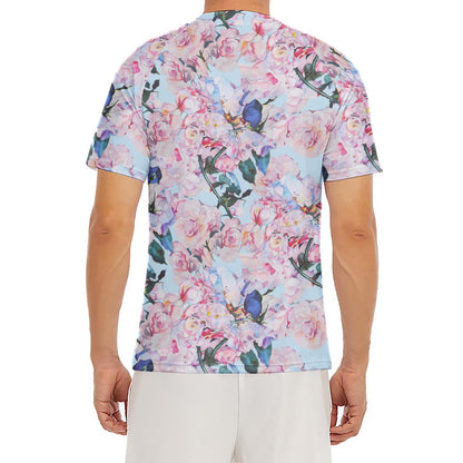 Blossom Floral Flower Pattern Print Men's Short Sleeve Rash Guard