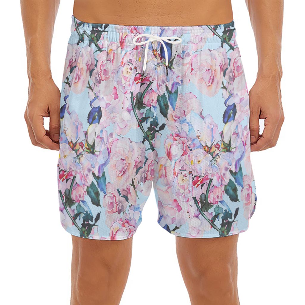Blossom Floral Flower Pattern Print Men's Split Running Shorts