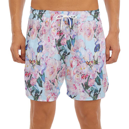 Blossom Floral Flower Pattern Print Men's Split Running Shorts