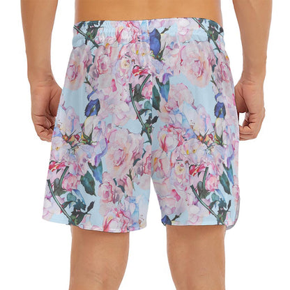 Blossom Floral Flower Pattern Print Men's Split Running Shorts