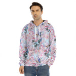 Blossom Floral Flower Pattern Print Men's Velvet Pullover Hoodie
