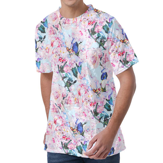 Blossom Floral Flower Pattern Print Men's Velvet T-Shirt