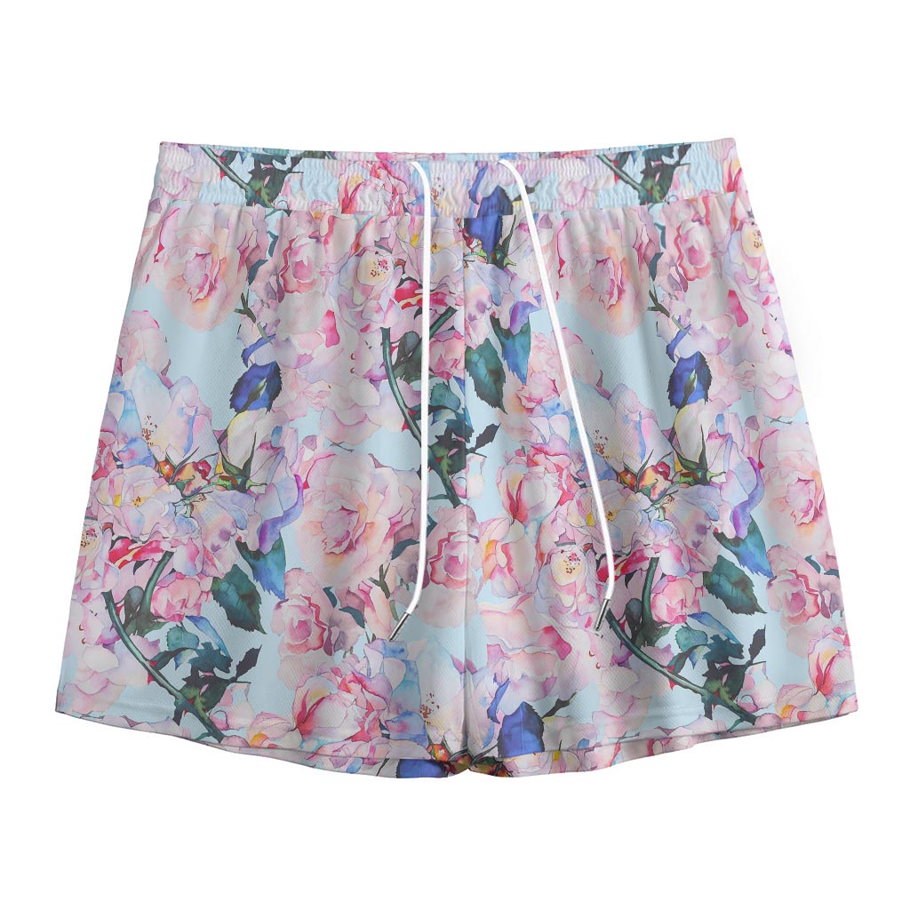Blossom Floral Flower Pattern Print Mesh Shorts