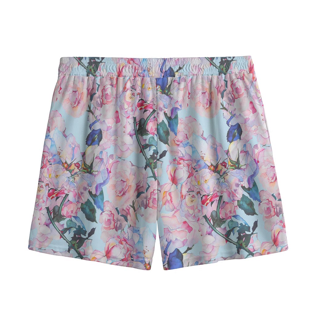 Blossom Floral Flower Pattern Print Mesh Shorts
