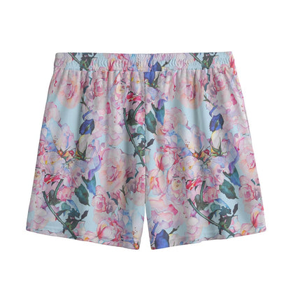 Blossom Floral Flower Pattern Print Mesh Shorts