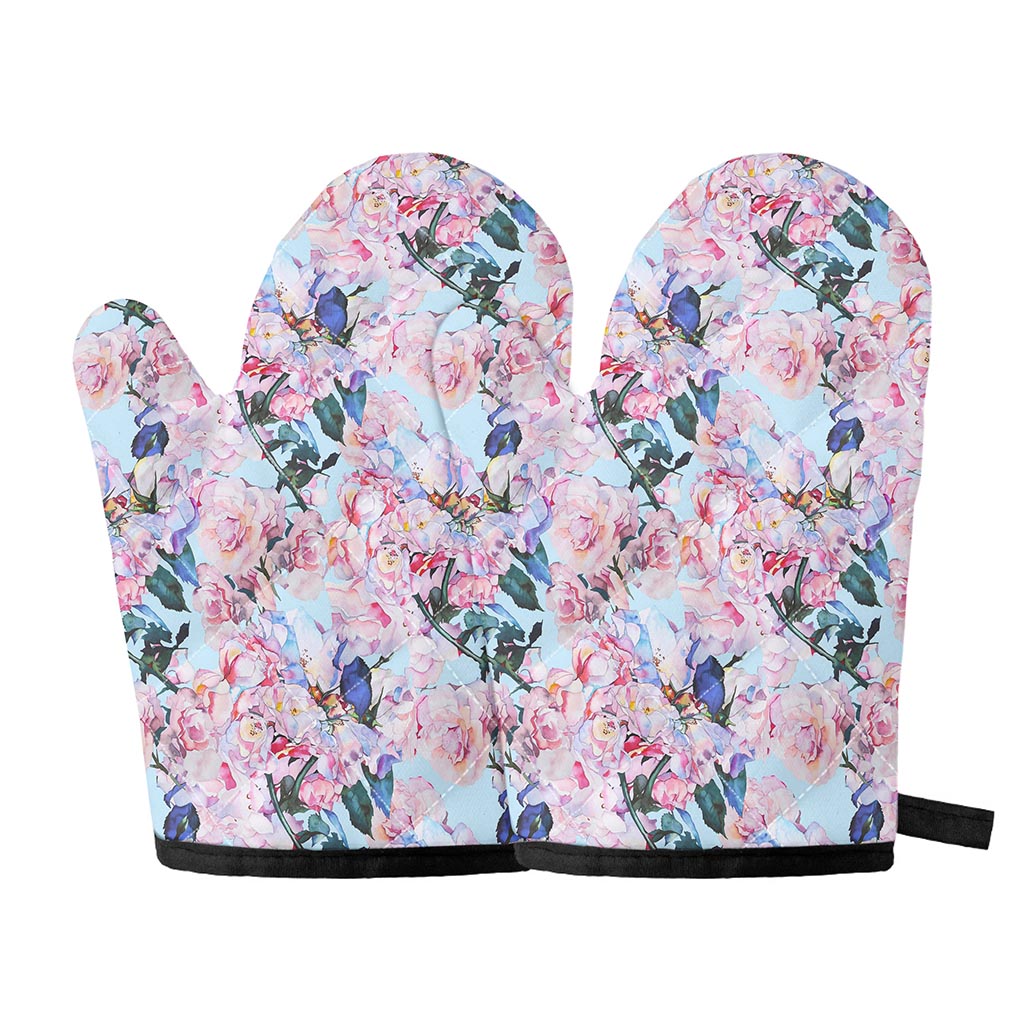 Blossom Floral Flower Pattern Print Oven Mitts
