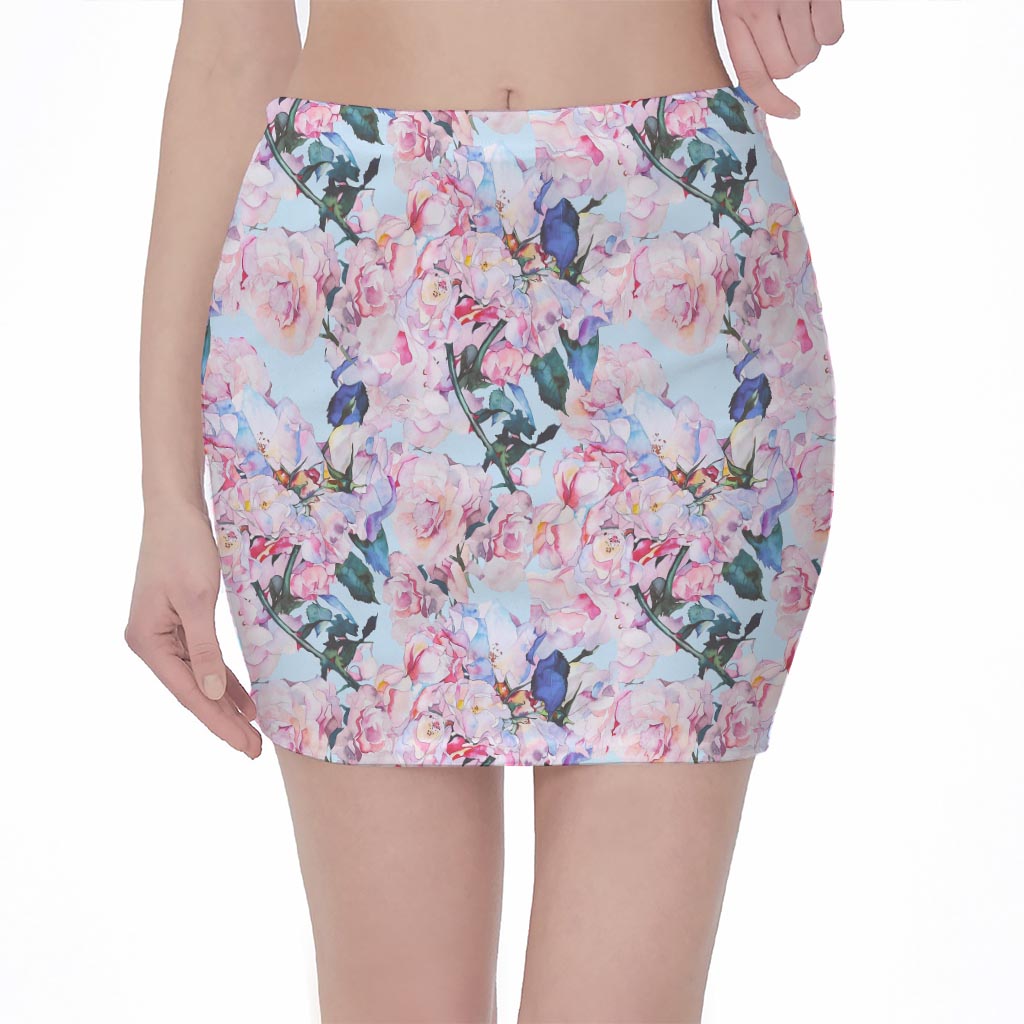 Blossom Floral Flower Pattern Print Pencil Mini Skirt