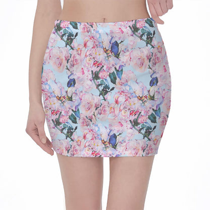 Blossom Floral Flower Pattern Print Pencil Mini Skirt