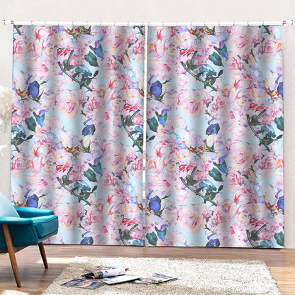 Blossom Floral Flower Pattern Print Pencil Pleat Curtains