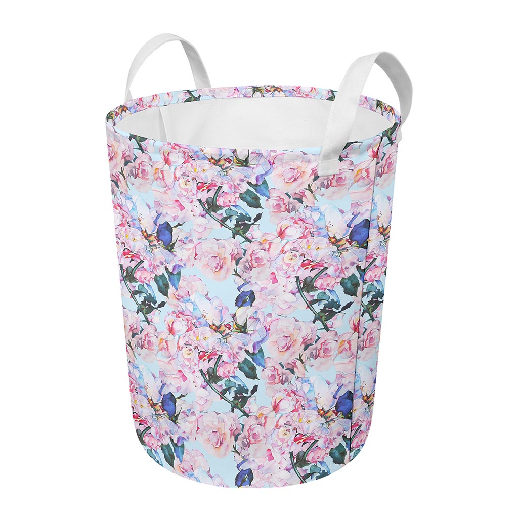 Blossom Floral Flower Pattern Print Round Laundry Basket