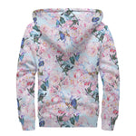 Blossom Floral Flower Pattern Print Sherpa Lined Zip Up Hoodie