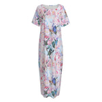 Blossom Floral Flower Pattern Print Short Sleeve Long Nightdress