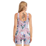Blossom Floral Flower Pattern Print Sleeveless One Piece Swimsuit