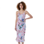 Blossom Floral Flower Pattern Print Slim Fit Midi Cami Dress