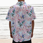 Blossom Floral Flower Pattern Print Textured Short Sleeve Shirt