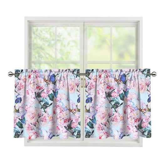 Blossom Floral Flower Pattern Print Tier Curtains