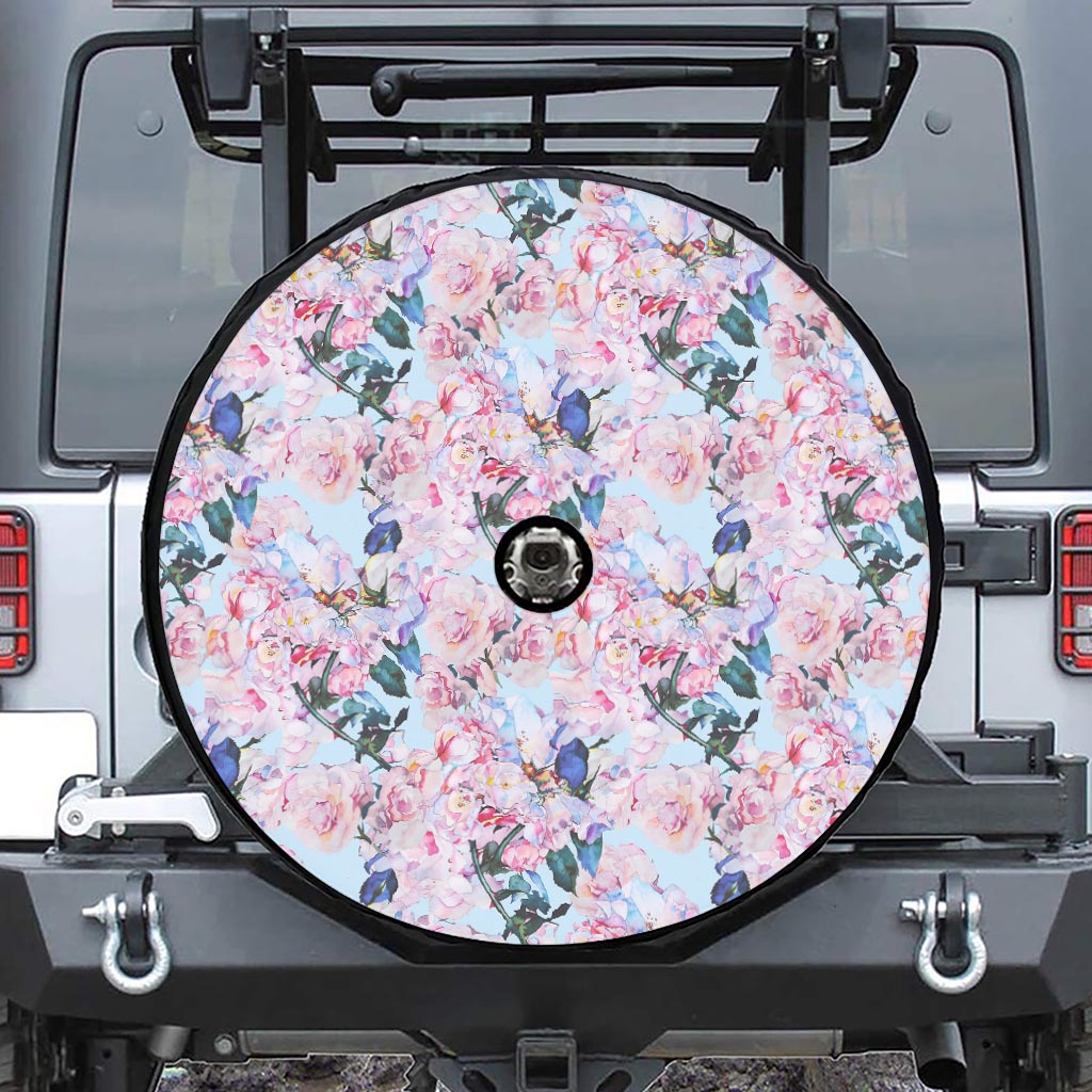 Blossom Floral Flower Pattern Print Tire Cover With Camera Hole