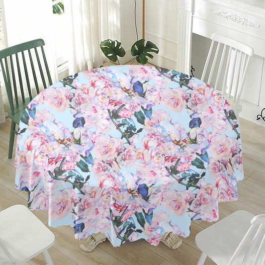 Blossom Floral Flower Pattern Print Waterproof Round Tablecloth