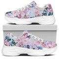 Blossom Floral Flower Pattern Print White Chunky Shoes
